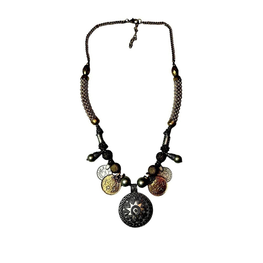 Mixed Medal Necklace w/Adjustable Lobster Claw Closure
